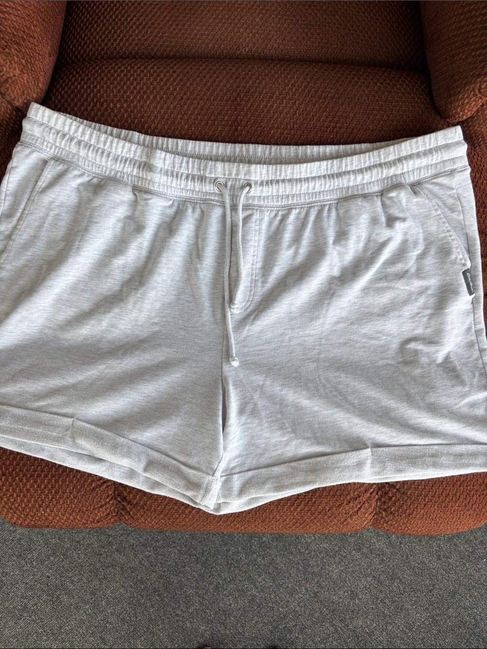 Light Gray Women's Lounge Shorts - Comfortable Drawstring Waist Rolled Ends XXL